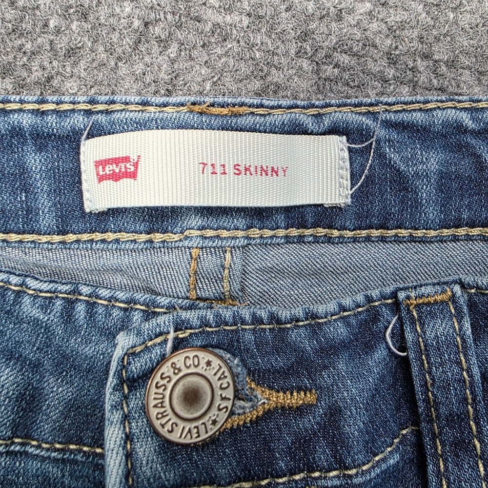 Levi's 711 Skinny‎ Jeans Girls Size 12 Reg Blue Distressed Floral Hummingbird - Picture 5 of 12